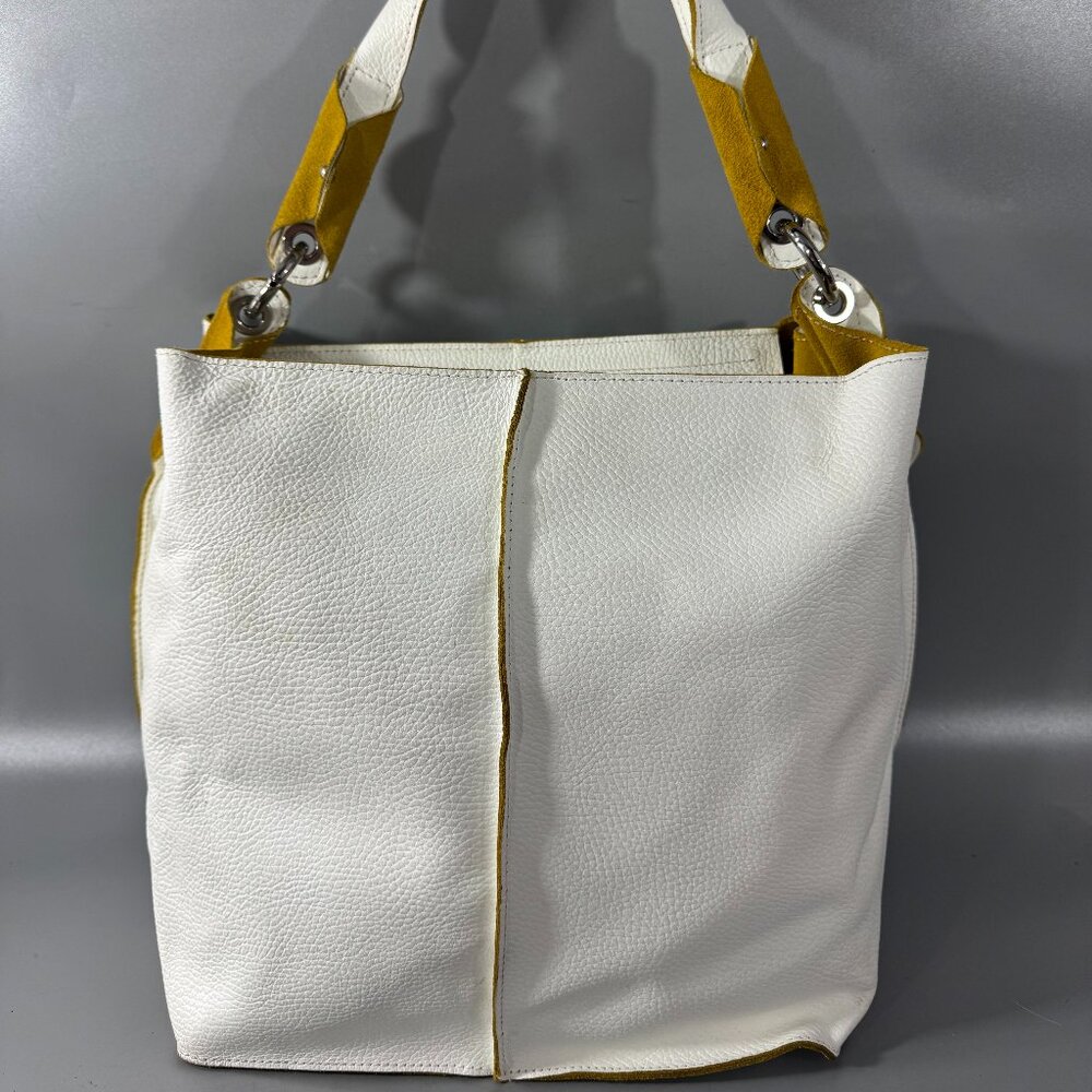 Nicoli Made in Italy White Leather Hobo